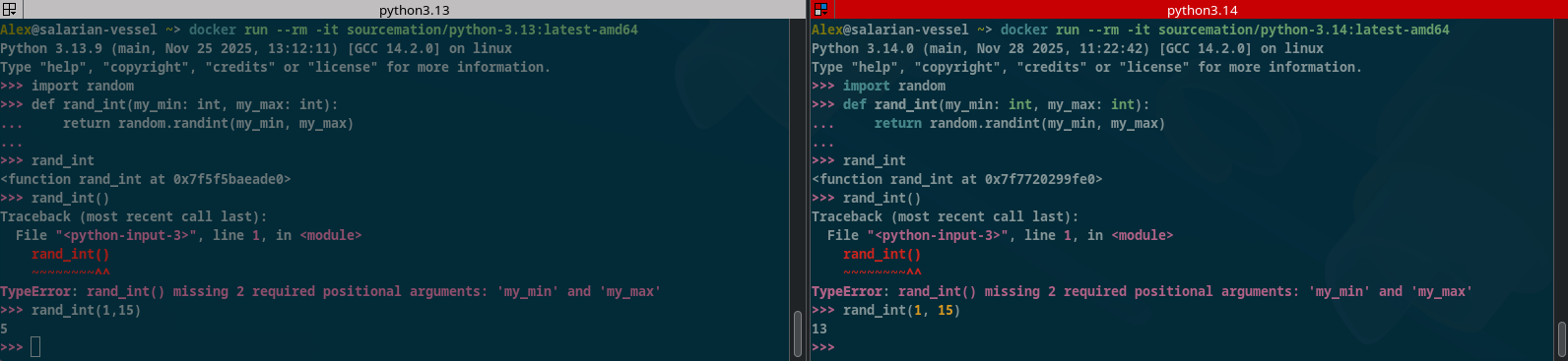 Python 3.13 REPL vs Python 3.14 REPL